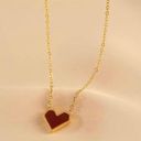 18K Gold Plated Red Heart Pendant Necklace for Women Photo 0