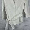 Harvé Benard Harve Benard Womens size Small Button Collared Tie 3/4 Sleeve Blouse Top White Photo 3