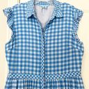 Draper James  Flutter Sleeve Gingham Silk Patio Shirtdress Photo 5