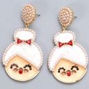 ma*rs New Holiday Fashion . Claus/Granny Pearl Bead Design Alloy Stud Earrings-OS Photo 0