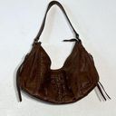 Lucky Brand  Leather Shoulder Hobo Bag With Tassle Brown Western Boho Vegan Photo 0