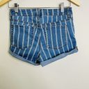 PacSun  Super Stretch Shortie Short 27 Blue Stripe Denim Rolled Cuffs High Rise Photo 5