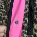 American Eagle  Leopard Print Pink Trim Fleece Jacket Photo 4