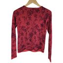 Rebecca Taylor  Floral Pearl Button Cashmere Cardigan Red Long Sleeve size M Photo 4