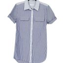 Equipment  Womens Small Shirt Dress Blue Striped Button Up Short Sleeve Collared Photo 0