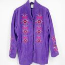 Bob Mackie  Wearable Art Fleece Embellished Purple Jacket SZ L Art To Wear Photo 1