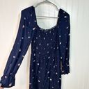 Elodie Long Sleeve Smocked Square Neck Navy Floral Dress Sz S Photo 6