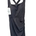 Halara  Cloudful Ruched Split Crisscross Bodycon Midi Dress‎ Black NWT S Photo 5