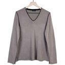 Magaschoni  100% Cashmere V-neck Long Sleeve Pullover Knit Sweater in Taupe Photo 0