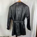 wilson's leather  Black Pelle Studio Belted Fitted Button Up Short Trench Coat S Photo 1