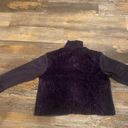 J.Jill  Button Cardigan Fleece w/velour Back/Trim Women’s Large Dark Purple Plum Photo 4