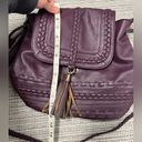 JustFab Colby Shoulder/CrossBody Bag Purse Plum purple faux leather braided detail Photo 3