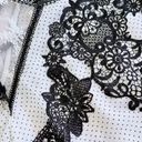 NWOT Womens Lace Embroidery Black Polka Dot Shirt Blouse Sz 3 Long Sleeve White Photo 3