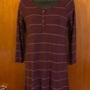 SO  Wine Sweater Dress White Stripes Casual Cool Long Sleeve Soft Touch Size XS Photo 8