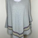 easel  Poncho Sweater S/M Gray Boho Knit Pullover Winter Crewneck Oversized Shrug Photo 0