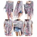 The Moon Pineapple 4 in 1 Shawl Scarf Womens One Size Bohemian Floral Pink Fringe Photo 1