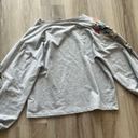 a.n.a  L Gray Floral Embroidered Shoulders Crew Neck Sweater Photo 3