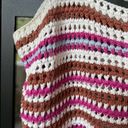 Mango  Crochet Cropped tank top stripes brown pink coverup swim bikini boho Photo 4