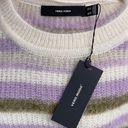 VERO MODA New  Grace Stripe Sweater Fuzzy Crewneck Pullover Birch Purple Photo 13