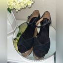 Toms ❤️ Black Suede and Cork Wedge Sandals Photo 1