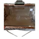 Sondra Roberts  Clutch Pleated Grey Satin Silver Crossbody Chain Jewel Snap Close Photo 6