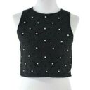 LC Lauren Conrad Black Lace Rhinestone Sleeveless Crop Top XS Photo 1