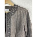 Chico's  Suede Leather Jacket Womens Size 1 US Size 8 Meduim Brown Piping Photo 1