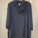 Westbound  Blue Striped Cowl Neck 3/4 Sleeve Knit Top 1X Photo 0