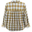 Pilcro  Anthropologie Blouse Womens S Yellow Plaid Blue Stitched Button Up Shirt Photo 4