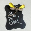 She Shed NWT  Yellow Rhinestone Dragonfly Brooch Pin Photo 0