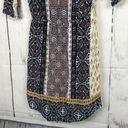 Renee C  Boho Dress Mixed Pattern 3/4 Sleeve Drop Waist Knee Length Size S Photo 4