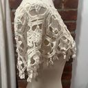 Vintage Crochet Tassel Shawl Tan Size M Photo 3