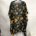 Liberty Love  Floral Boho Kimono Duster Cardigan Cover Black & yellow 2XL Photo 1