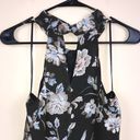 ASTR  The Label Women’s Black Floral Chiffon Twist Front Keyhole Mini Dress Photo 6