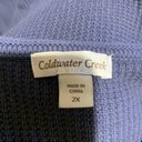 Coldwater Creek  Plus Size 2X Blue Fringe Hem Cotton Waffle Knit Pullover Sweater Photo 3