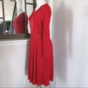 cupio  Dress Red Crepe Midi Long Sleeve Size L NWT Photo 3