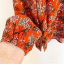Jason Wu J  Long Sleeve Foil Print Woven Blouse w/ Lace Trim Size 2X Orange Red Photo 8