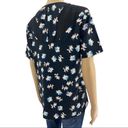 Cooper and Ella  MEDIUM Black Floral Chiffon Short Sleeve Top Shirt Blouse Photo 3