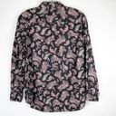 Garnet Hill  Size 00 Button Down Blouse Top Paisley Black Pink Collar Cotton 614 Photo 1