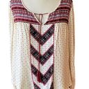 Cloud Chaser  Boho Red & Cream Paisley Tie Front Bohemian Blouse ~ Women's XL Photo 1