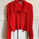 Urban Outfitters  cropped orange collared chunky cardigan size small Photo 0