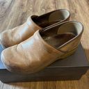 Dansko Tan Leather Platform Clogs Mules Slip On Shoes Photo 1