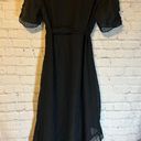 4S13NNA 4SI3NNA Womens Valerie Ruffle Hem Wrap Black Dress Short Puff Sleeves L Photo 3