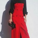 ZARA NWT  Red Strapless Midi Dress Sz Medium Flap Pockets Buttons Photo 3