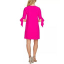 CeCe  Hot Pink Bow Cuff 3/4-Sleeve Crew Neck Shift Dress Photo 1