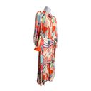 Alexis Abstract Puff Sleeve Button Front Chiffon Maxi Dress w/Waist Tie Small Photo 4