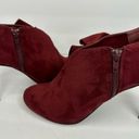 Call it spring  Womens size 9 Vegan Suede Heel Booties Ruffle Shoes Red 4 inch Photo 9