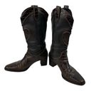 Brighton  Toby Western Cowboy Boots Women Size 8.5 Brown Leather Heart Charm Croc Photo 1