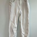 Matilda Jane Womens  size 4 cropped stretchy white jeans w/floral cuffs pants Photo 0