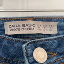 ZARA  Size 4 Blue, Red Floral Embroidered Distressed Step Hem Jeans Photo 3